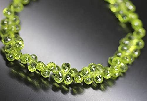 Green Arizona Peridot Faceted Tear Drop Briolette Gemstone Loose Beads Strand 9