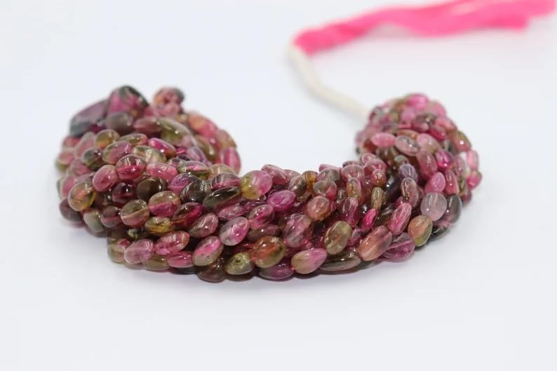 Watermelon Tourmaline Smooth Oval Shape Beads 5 * 7-6 * 8 mm Tourmaline Smooth Oval Shape Bead Tourmaline Necklace for Making Jwelery