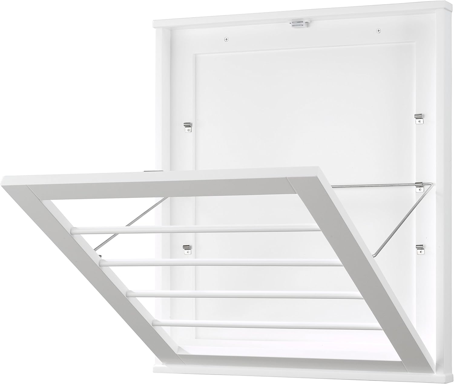 Whitmor MDF, Wood, Steel Wall Mounted Drying Rack for Storage, White