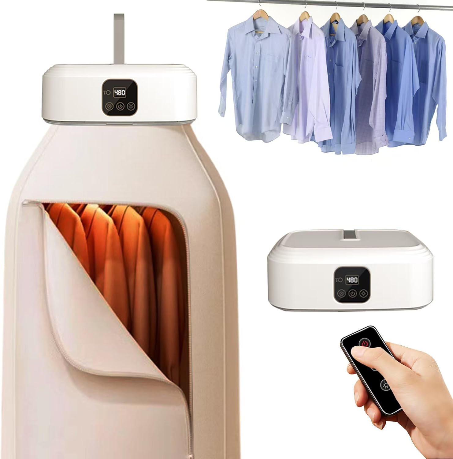 Portable Dryer With 480 Minute Timer Function 20 Minute Quick Drying Mini Dryer - a Compact Suitable for RVs, Apartments, Travel, Student Dormitories, equipped With a Drying Bag Remote Control