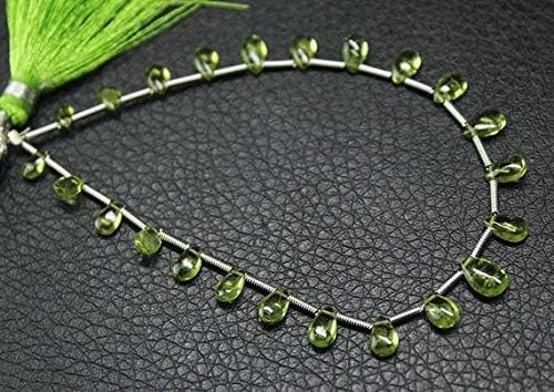 1 Strand Peridot pear Drop Smooth 7'' Long Strand Gemstone Beads, Jewelry Supplies for Jewelry Making, Bulk Beads, for Meditation Jewellery for Reiki Healing Mystic Gemstone Size 5mm to 8mm