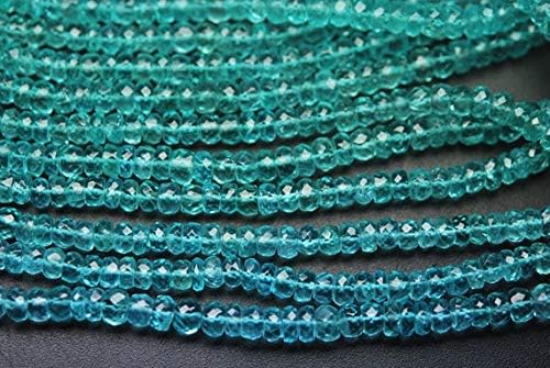 13 inch natural beads strand of 5-5.5mm faceted rondelle green apatite gemstone beads for DIY jewelry - necklace, bracelet, earring, ring.