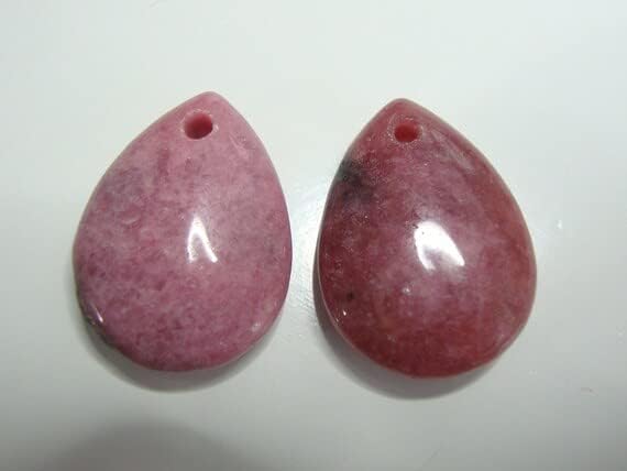 Pink Rhodonite Lovely Pear Smooth Briolette Pendant Bead, 20x15x6mm 2 pcs