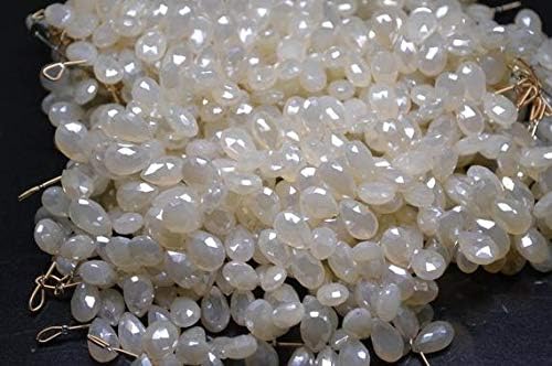 6 Inch Long -12-14mm 39 Beads-Beautiful Pearl Coated-Pearl Chalceny Faceted Pear Shape Briolette Beads Code-HIGH-58786