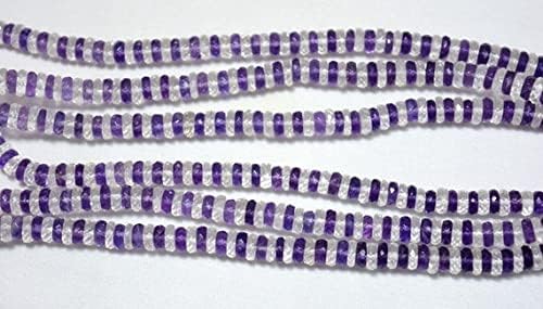 6mm Crystal and Amethyst Faceted Spacer Beads, Amethyst Gemstone Heishi Beads, Crystal Cut Tyre Beads, 17 Inches Strand