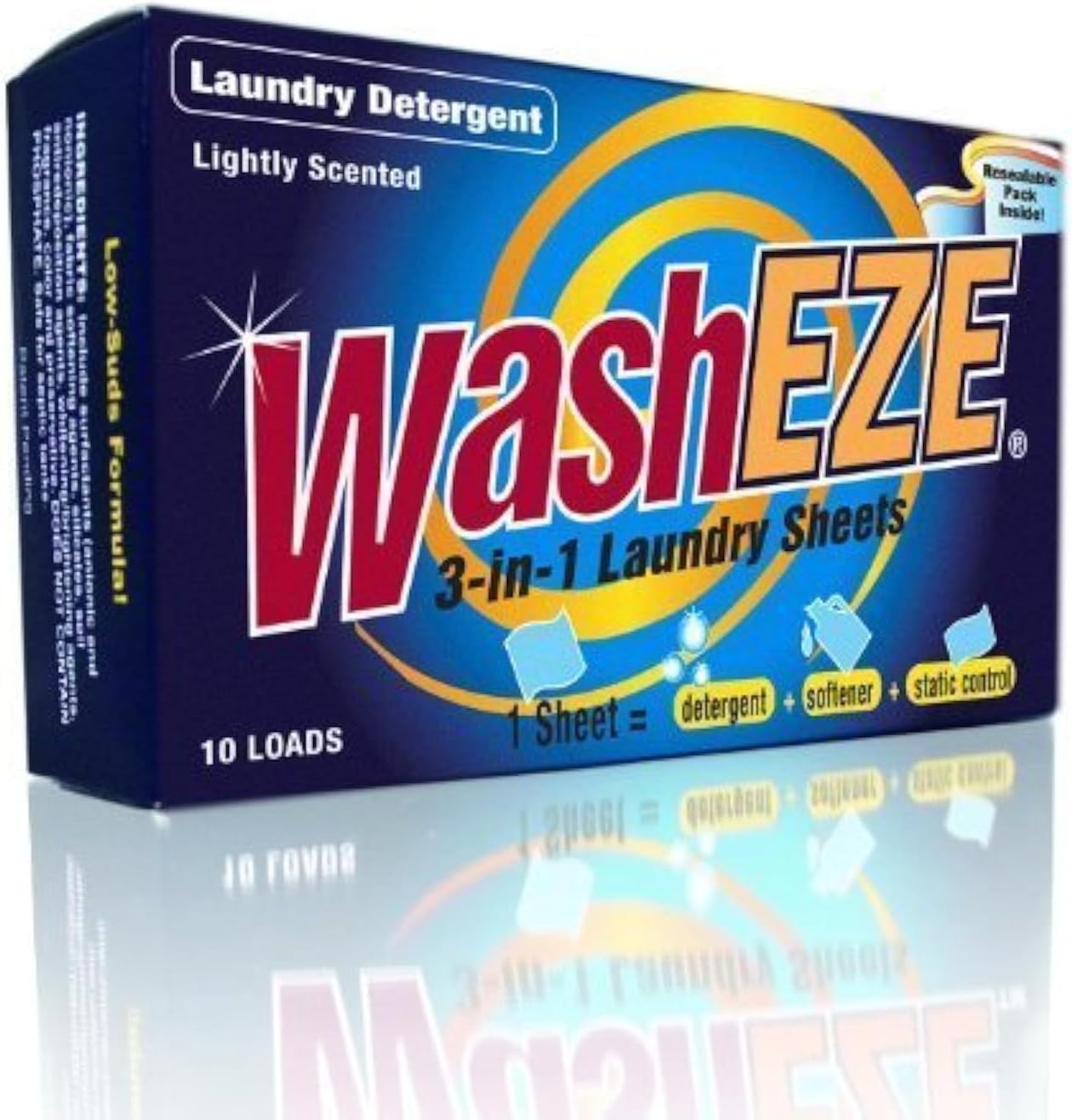 WashEZE Laundry Detergent Sheets 40 Loads Light Scent Includes Detergent Fabric Softener Stain Lifter and Static Guard All in One Laundry Detergent Solution