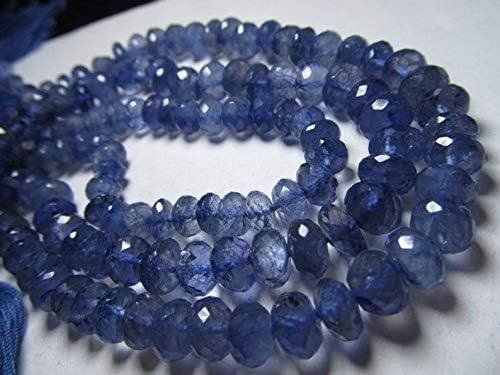 Iolite - 8 inches Long Strand Natural Deep Blue Colour Micro Cut Faceted Rondelle Beads Super sparkle huge size Beads size 7-8 mm approx