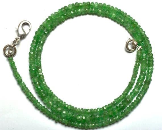 Beads Gemstone 1 Strand Natural 17 inches Full Strands Green Garnet tsavorite Faceted Rondelle Beads Super Necklace 2 to 4.5 MM Code-HIGH-22282