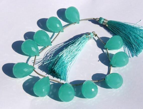 7 inch Strand of Natural Chalcedony 18x12-19x14mm Teardrop Faceted briolette Beads for DIY Jewelry Making. |BRIO_02071