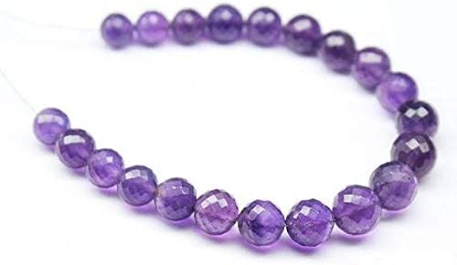 African Purple Amethyst Faceted Round Ball Gemstone Craft Loose Beads Strand 6 Inch Long 6mm 8mm Code-HIGH-1790