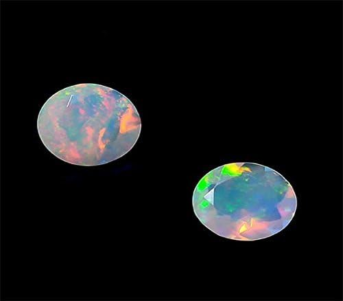 5x7mm oval 2 pieces natural ethiopian welo opal faceted gemstone multi fire opal whole for lot