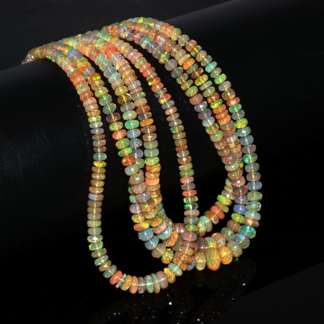 Ethiopian Opal Rondelle Beads - 5-8mm Fire Opal Faceted Gemstone Strand, Ethiopian Opals Beads, 16