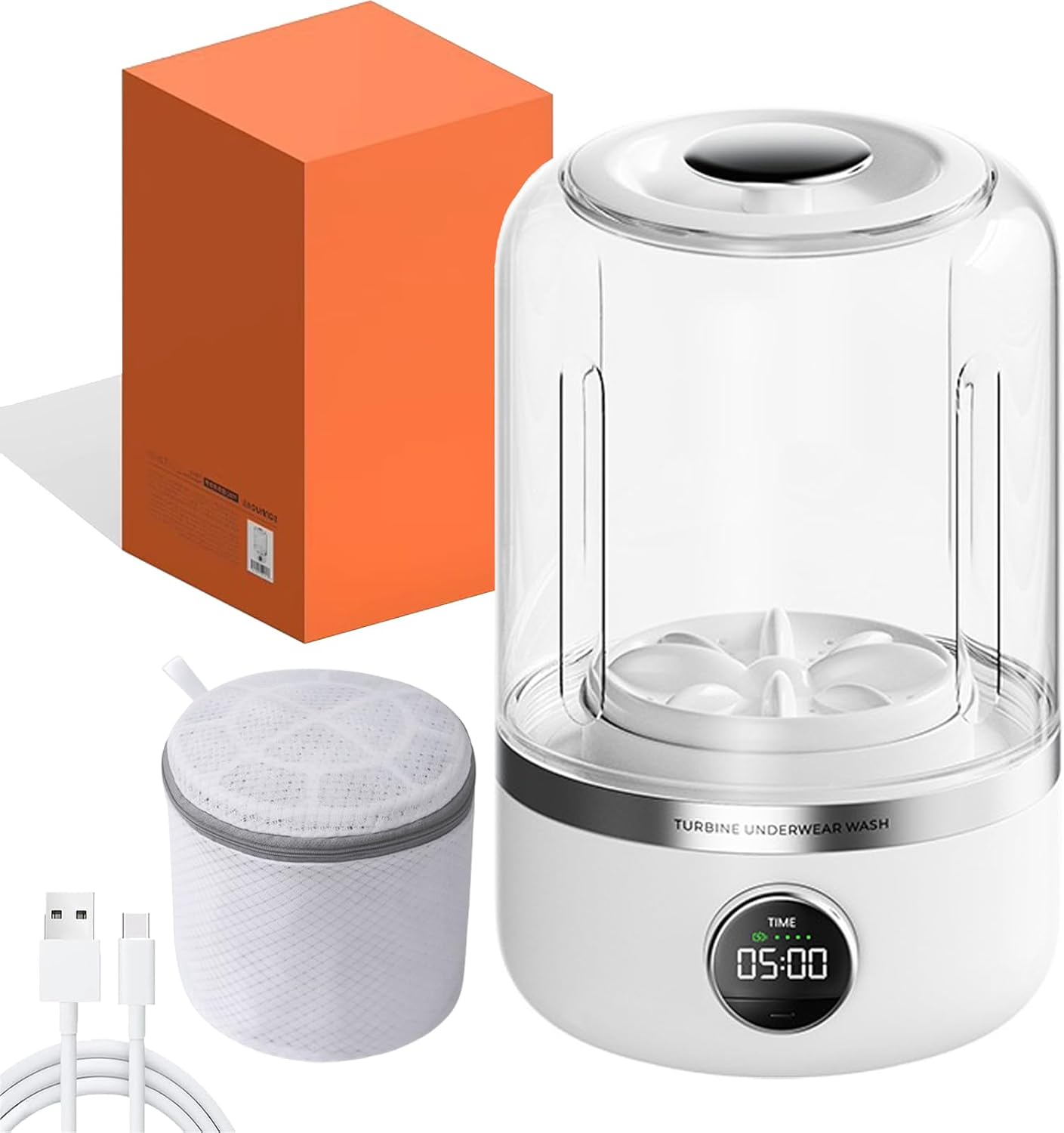 Mini Portable Washing Machine, Smart Laundry Cup Washing Machine, Portable & Rechargeable Mini Washer Machine for Travel Underwear Socks Cordless Cleaner (1)