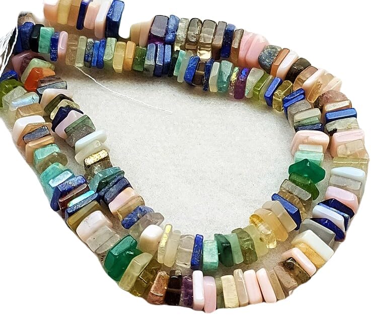 13 inch Strand of Natural gem Multi Gemstone, 5-6.5mm Square Faceted Beads for DIY Jewelry Making. | Beads_05480