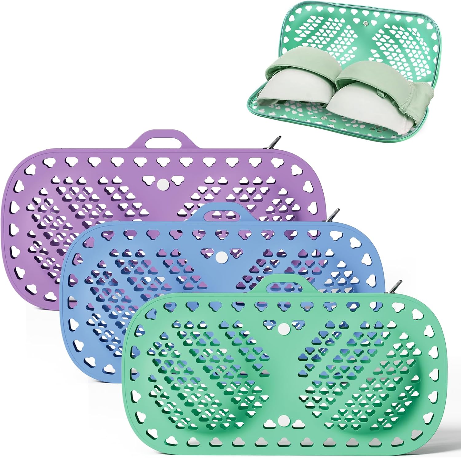 Bra Washing Bag for Laundry, Silicone Lingerie for Washing Delicates, Laundry Bag Washing Machine & Dryer Washing Bags, Maternity, Sports Bras, Sexy Bras (Purple&Blue&Green)