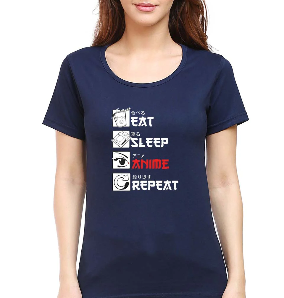 Eat Sleep Anime Repeat T-Shirt for Women