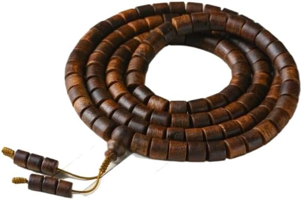 Natural Wild Old-Growth Fusen Red Soil Agarwood 8mm*108 Beads Barrel-Shaped Beads Remarkably Powerful Aroma Release