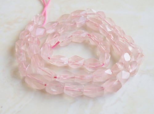 rose quartz gemstone pink faceted nugget 6 to 7mm 27 beads