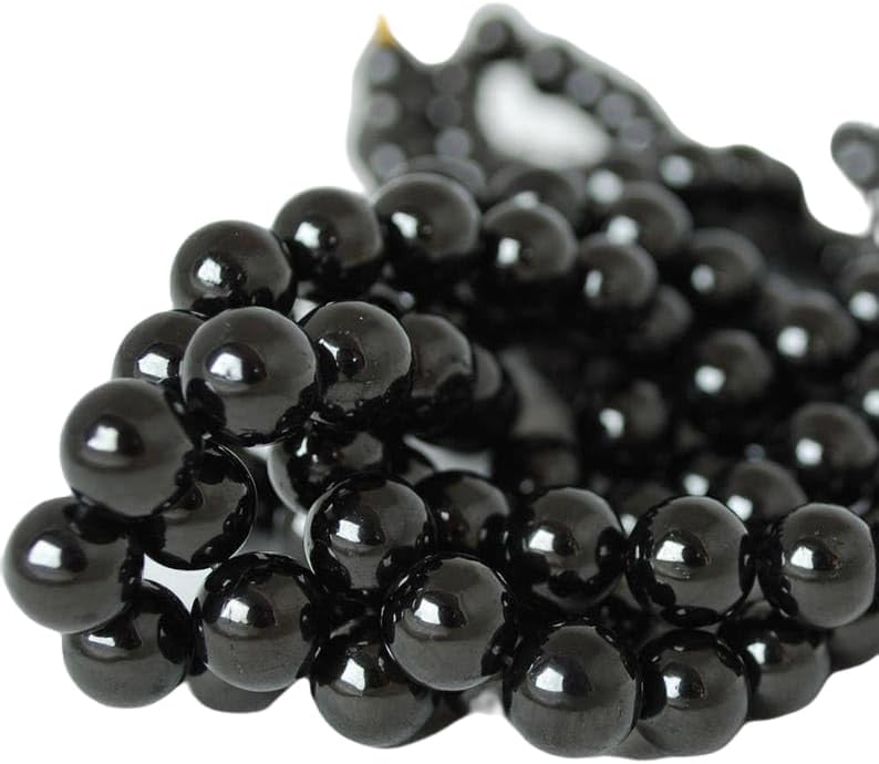 13 inch Strand of Natural gem Jet, 10mm Round Smooth Beads for DIY Jewelry Making. | Beads_04987, Black