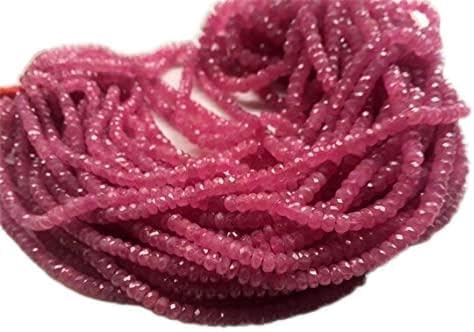 BEADS GEMSTONE 1 Strand Natural Pink Sapphire Faceted Rondelle Beads, Natural Sapphire Beads, Pink Sapphire Necklace, 3-5mm, 16 Inch Code-HIGH-16548