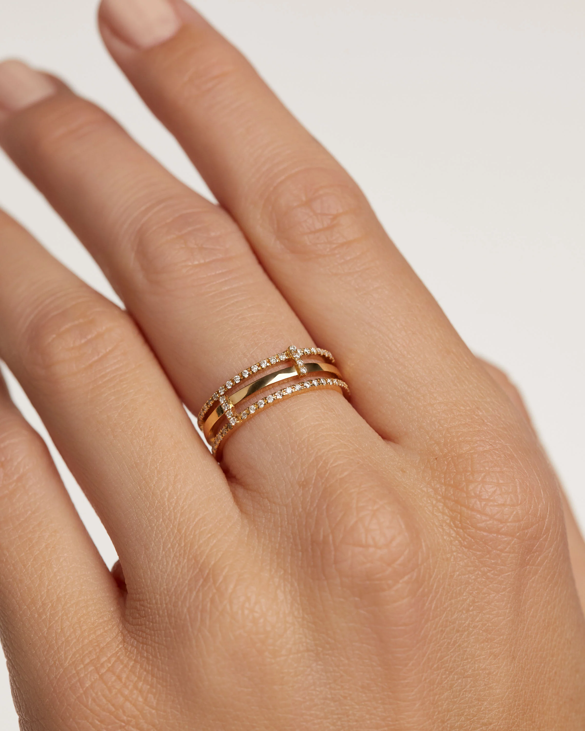 Diamonds and gold Track Ring