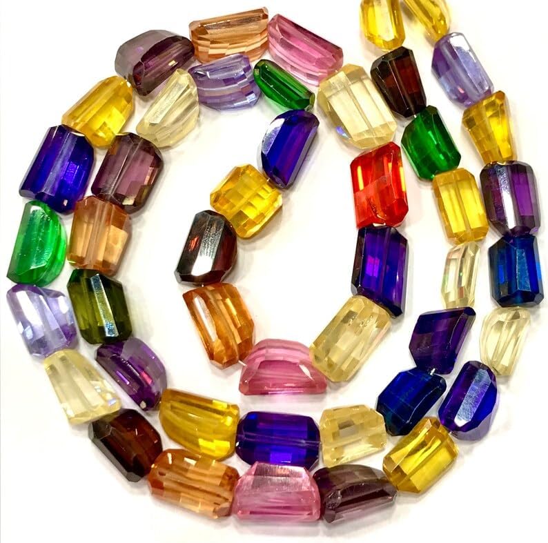 Natural Multi Zircon Tumble Faceted Beads 9x12-13x15mm 24 inch Long String Jewelry Making Gemstone Beads for Necklace Bracelet