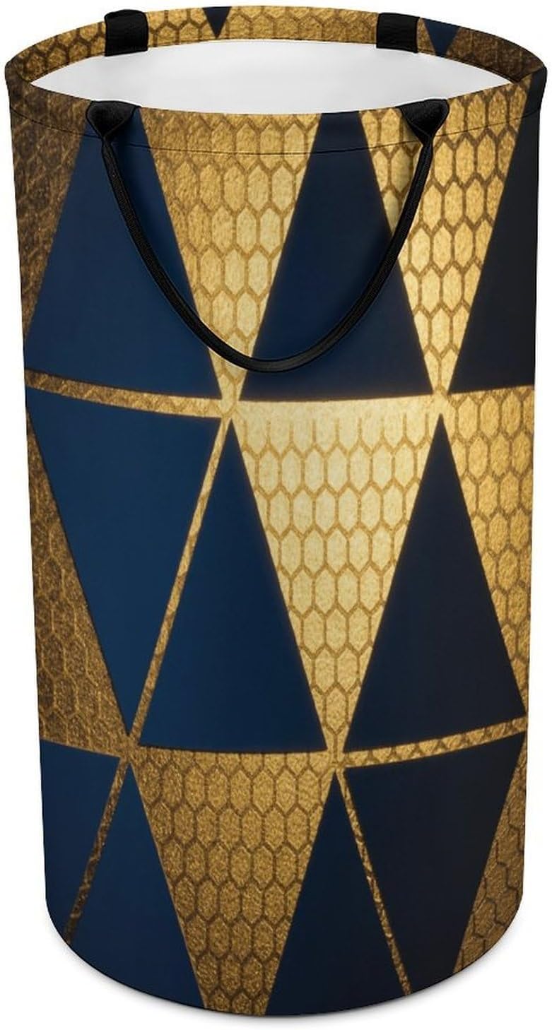 Laundry Hamper High-gloss Triangles Laundry Basket, Dirty Clothes Hamper with Handle Suitable for Bedroom Living Room Bathroom Washing Machine Bohemian Style Room Decoration