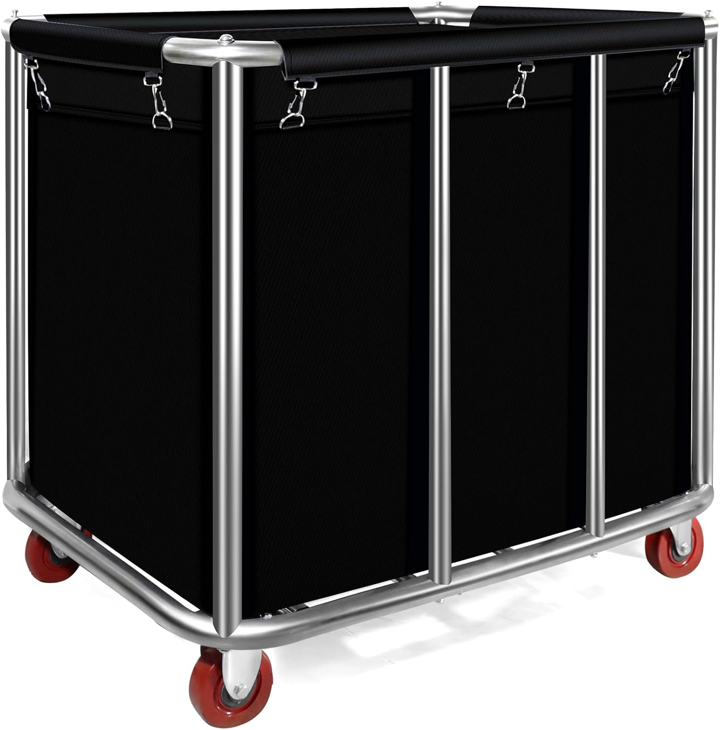 Commercial Laundry Carts with Wheels 11.35 Bushel Industrial Laundry Cart Basket Trucks Heavy Duty Large Laundry Carts Hampers Reinforced Steel Frame,440 lbs Load, Black