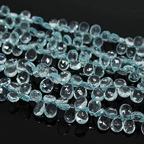 Blue Aquamarine Faceted Pear Drop Gemstone Craft Loose Beads 8