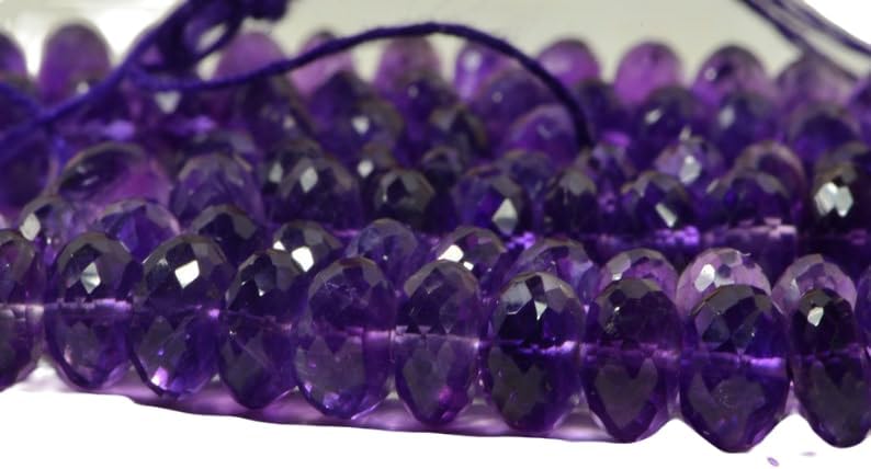 13 inch Strand of Natural gem Amethyst, 10mm rondelle Faceted Beads for DIY Jewelry Making. | Beads_03876
