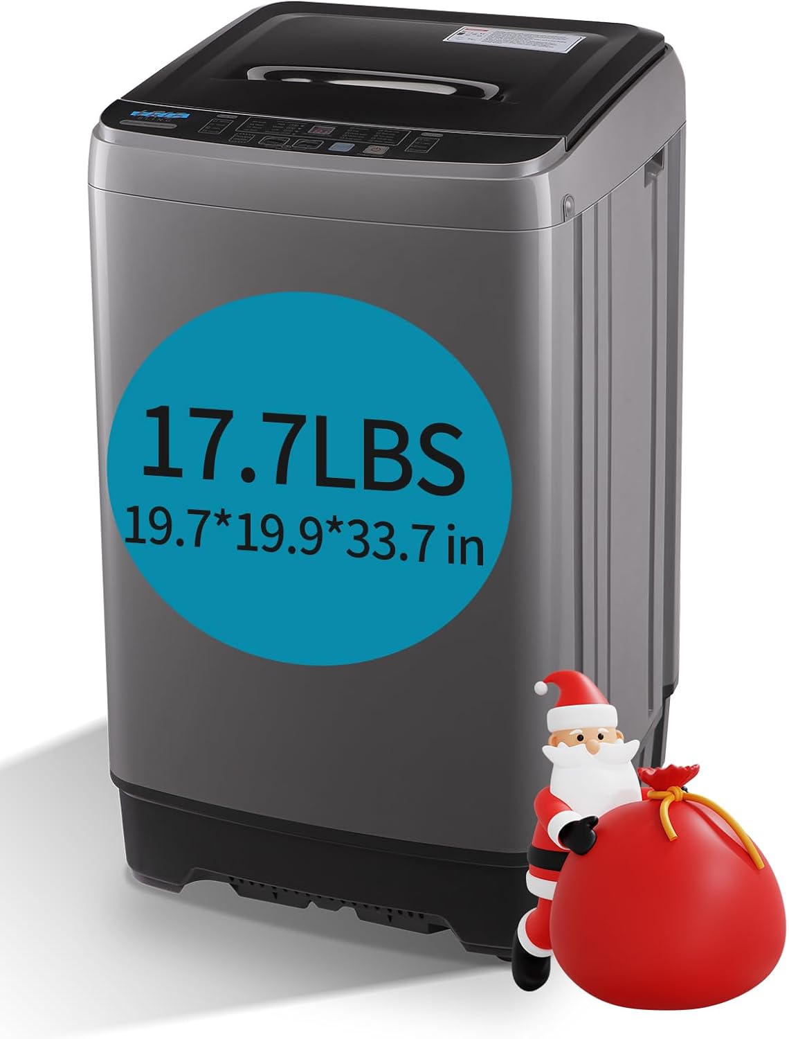 Full Automatic Washing Machine with LED Display, 17.7 lbs Portable Washer Drain Pump, 10 Programs & 8 Water Levels Selections, Ideal for RV, Kitchen Camping, Apartment, Dorm, Dark Grey