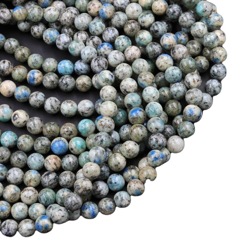 13 inch Strand of Natural gem K2 Azurite in Quartz, 10mm Round Smooth Beads for DIY Jewelry Making. | Beads_04992