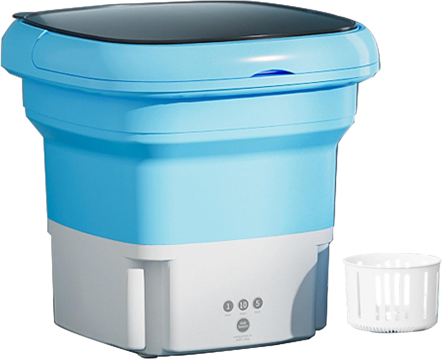 THAMBA 3 L Small Portable Mini Folding Washing Machine, Travel, Work Out, Camping, Apartment Necessities, Washable Socks, Small Laundry (Color : Blue+Blue Light)