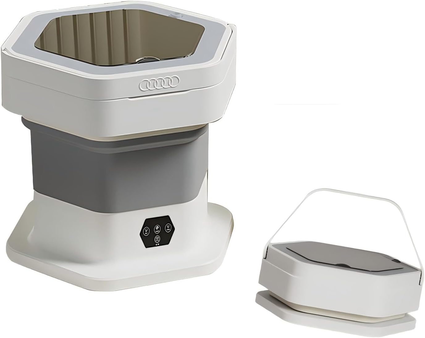 Portable Washing Machine,Mini 12L/8L Foldable Washer and Dryer with Spin Basket,Small Washer with Upgraded Capacity,Small Laundry for Travel,Sutiable for Underwear,Baby Clothes,Socks (Grey, 8L)