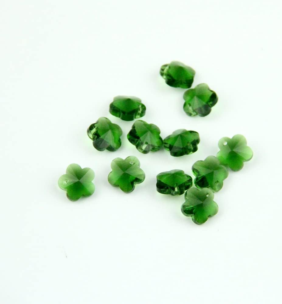 1000pcs/lot 14mm Crystal Plum Blossom Beads Grass Green Crystal Glass Loose Beads In 1 Hole Jewelry Making DIY Accessories - (Size: 2000pcs)
