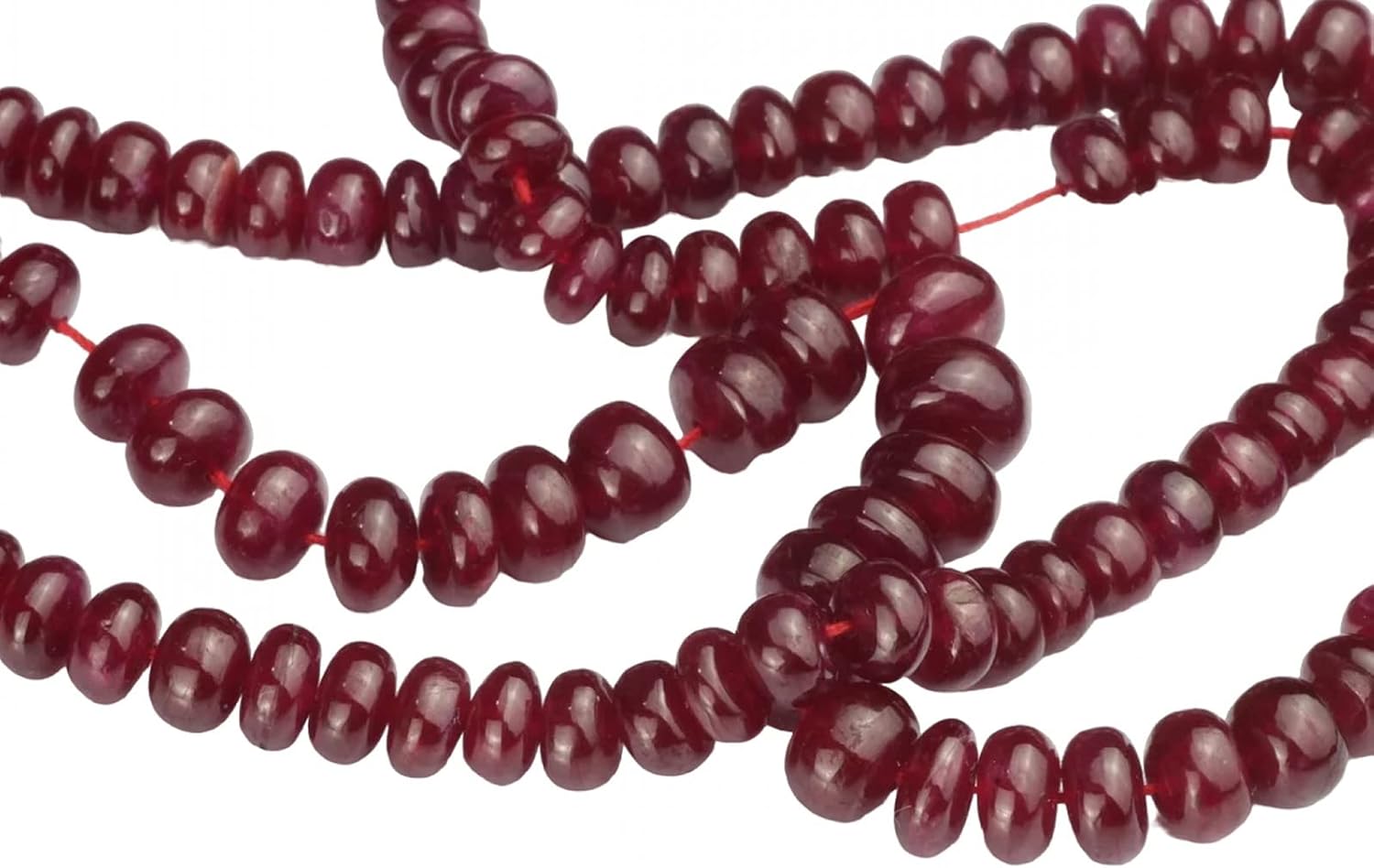 1 Strand Red Ruby 4.5mm - 6.5mm Smooth Rondelles 16