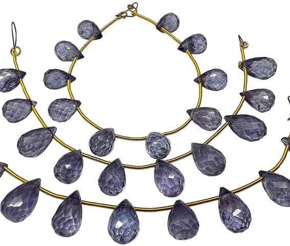 6 inches Natural Iolite Beads Size 7x11-7x13mm Shape Drop Cut Faceted Making, Beading & Craft Supplies lot of 10 Strands CHIK-STRD-95222