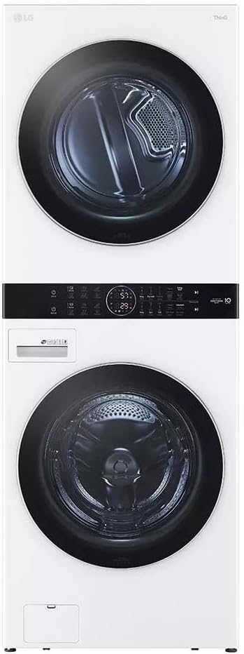 LG WashTower Stacked Smart Laundry Center 4.5 Cu.Ft. Front Load Washer & 7.4 Cu.Ft. Electric Dryer in White w/Steam WKEX200HWA