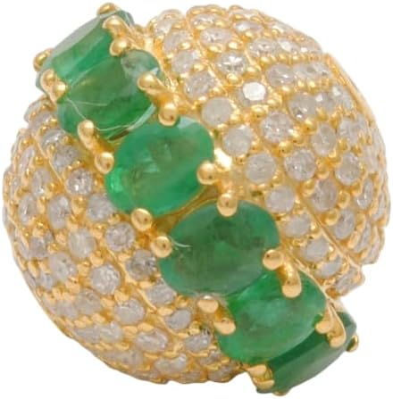 925 Sterling Silver 14mm Ball Shape Spacer Bead with Natural Emerald & Diamond – Handmade Silver Jewelry – Gift for Her