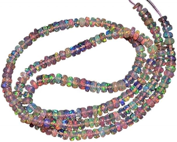 Natural New Pink Panther Flash Ethiopian Opal Faceted Rondelle Beads, 3-4 mm 20 inch lot of 5 Strands Chik-STRD- 90333