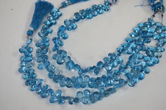 Swiss Topaz Pear Faceted, 8 inch Strand, 6x4 to 6x9 mm