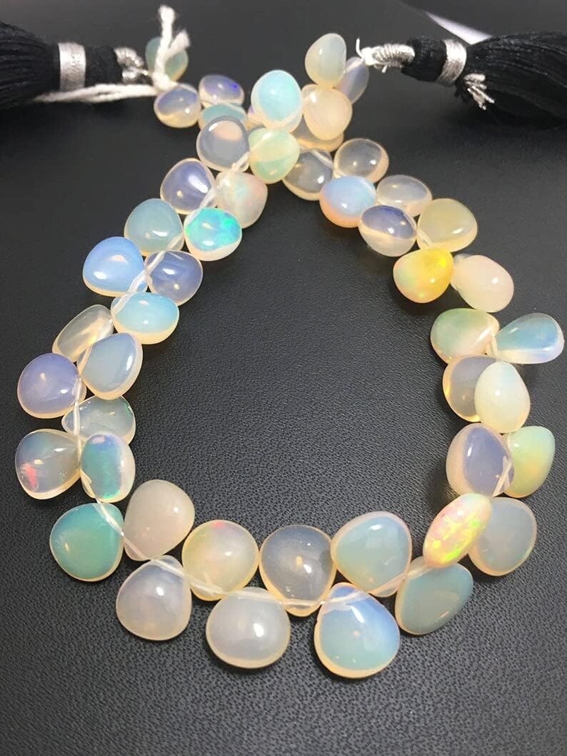 8 inch Strand of Natural Brown Ethiopian Opal 6.5-8.5 mm Heart Smooth briolette Beads for DIY Jewelry Making. |BRIO_01305