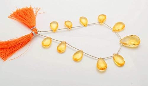 1 strand natural 9 inch 11 pes super rare citrin faceted pear shape briolettes size 16 to 25 mm