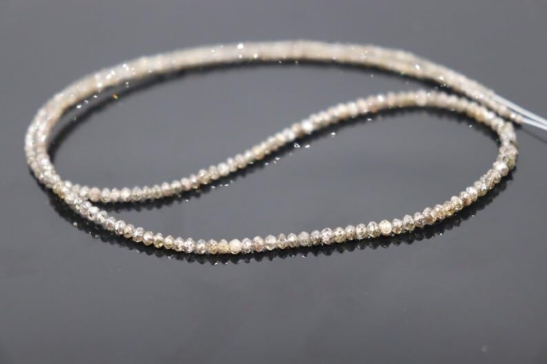 Natural Champagne Diamond Faceted Rondelle Beads Light Brown 2mm LB Color Diamond Faceted Beads for Jewelry Making Crafts