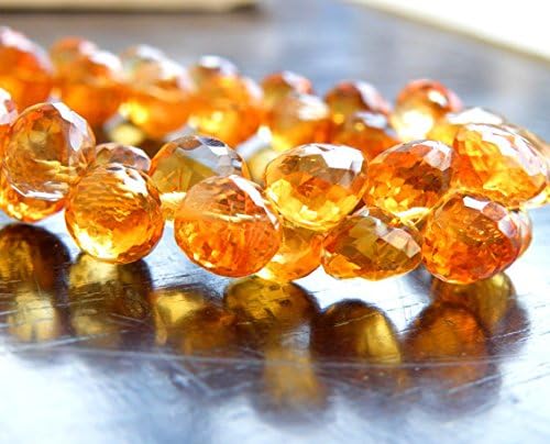 Madeira Citrine Gemstone Faceted Onion Briolette 6.5 to 7.5mm 27 beads