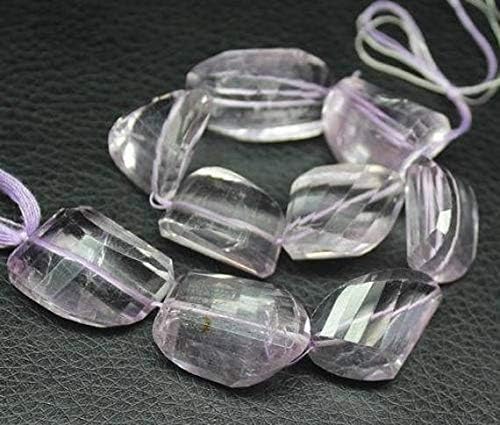 Natural Pink Amethyst Faceted Step Tumble Nugget Gemstone Craft Beads Strand 10 Inch Long 25mm 18mm Code-HIGH-27258