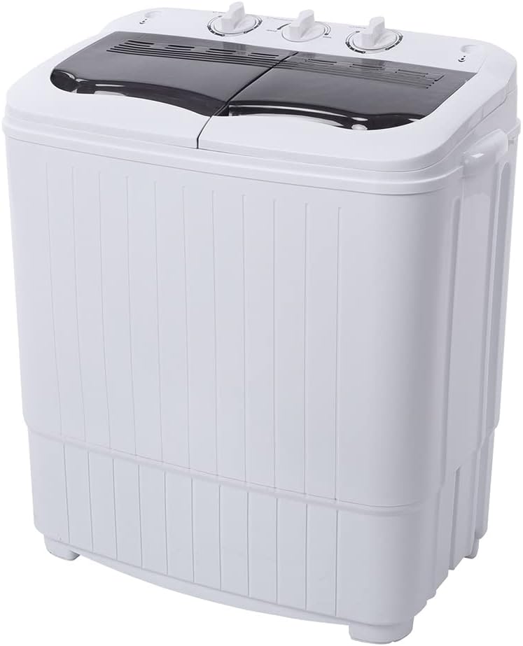 Winado Portable Washing Machine 15LBS Built-in Drain Pump, Compact Mini Washer Machine & Spin Combo, Small Twin Tub Washer with Spin Cycle for College Rooms, Apartments, Dorms, RV' s
