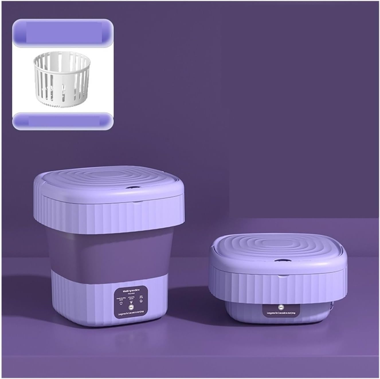 Compact 8L Folding Washing Machine Clothes Portable Laundry Bucket For Travel,for Travel,Camping, RV & Dorms(Purple)