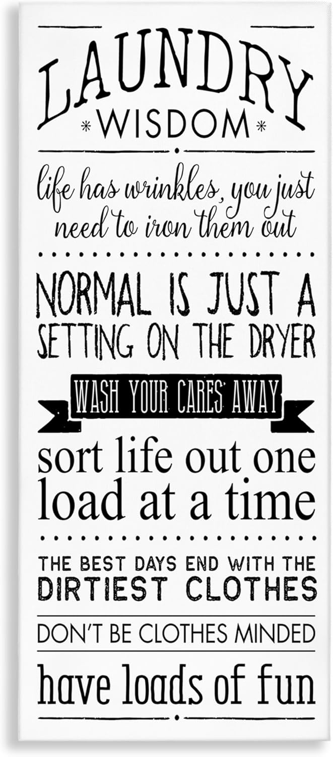 Stupell Industries Laundry Wisdom Life Phrases, Designed by Stephanie Workman Marrott, 20 x 48, Canvas Wall Art