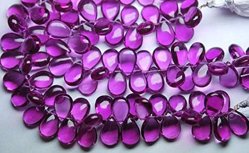 2x8 Inch Strand,Pink Quartz Smooth Pear Shape Briolette, Size 7X10 mm Code-HIGH-54375